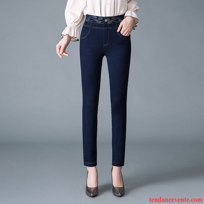 Jeans Femme Extensible L'automne Serrer Mince Taillissime Pantalon Bleu