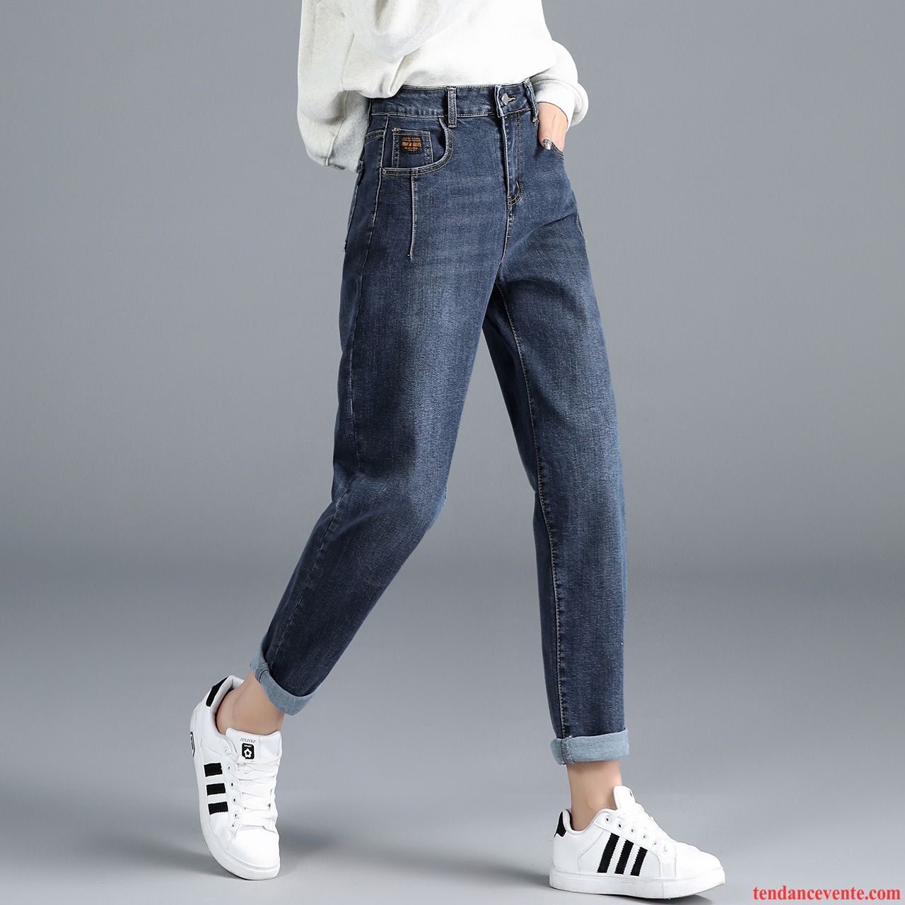 Jeans Femme Légère Harlan Forme Haute Cintrée Pantalon Mince Été