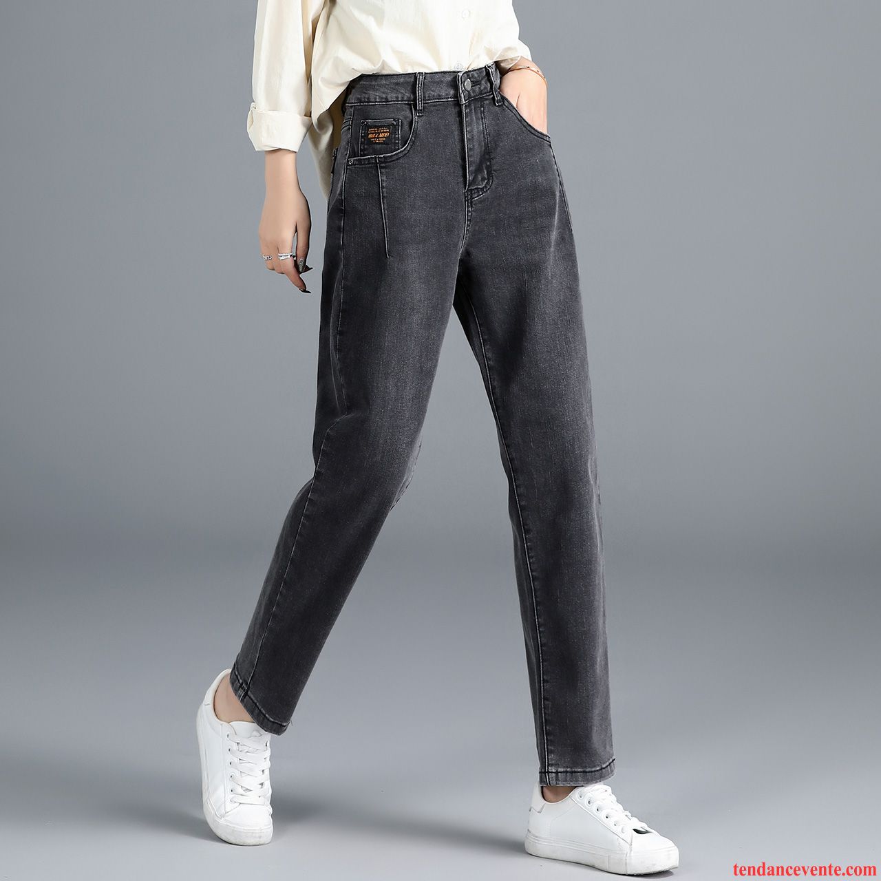 Jeans Femme Légère Harlan Forme Haute Cintrée Pantalon Mince Été