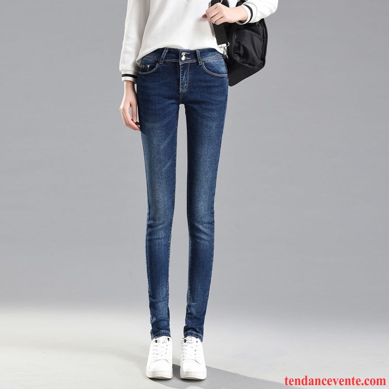 Jeans Femme Moulant Hiver Extensible Plus De Velours Mince Maigre Noir