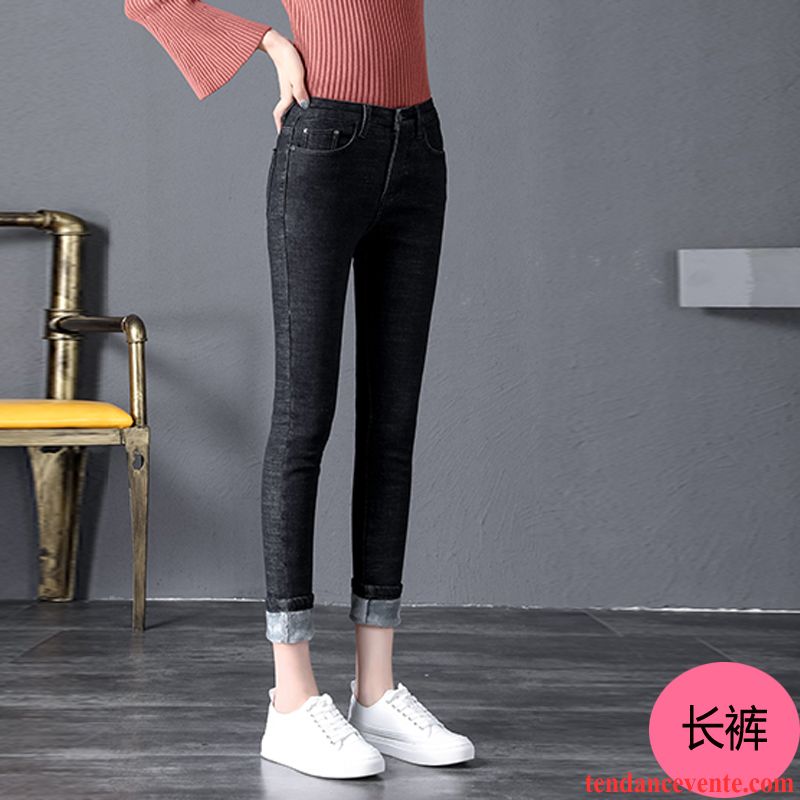 Jeans Femme Outwear Extensible Pantalon Hiver Chauds Plus De Velours Noir