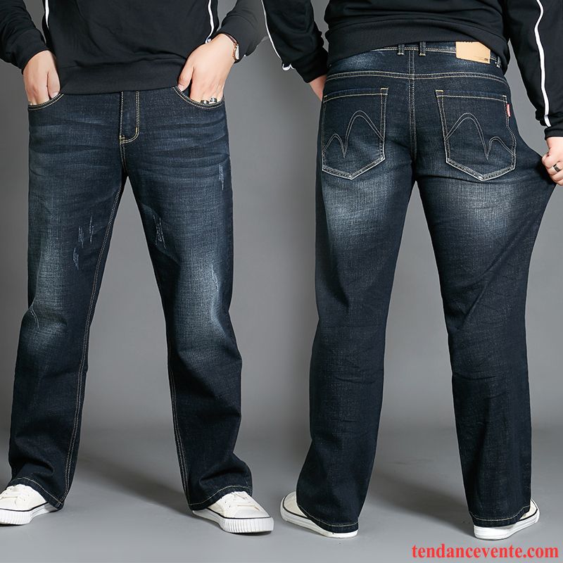 Jeans Homme L'automne Gros Graisse Pantalon Taillissime Épais Bleu Noir