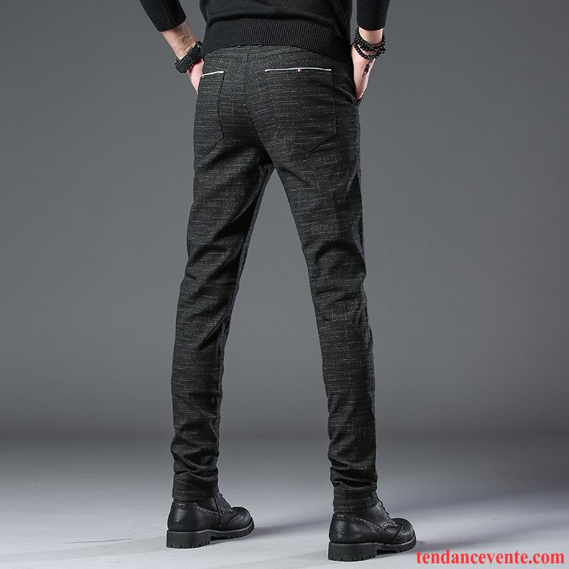 Jeans Homme Pantalons L'automne Tous Les Assortis Renforcé Hiver Carreaux Noir