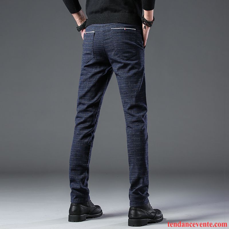 Jeans Homme Pantalons L'automne Tous Les Assortis Renforcé Hiver Carreaux Noir