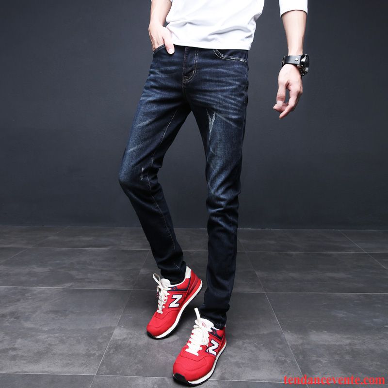 Jeans Homme Pas Cher Fashion Jeunesse Noir Beaucoup Homme Hiver L'automne Renforcé Pantalon Slim Tendance Plus De Velours Pas Cher