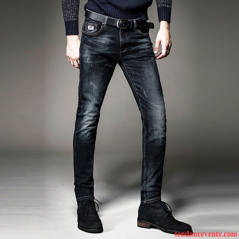 Jeans Homme Promo Hiver Homme L'automne Jambe Droite Slim Pantalon Extensible Tendance Jeunesse Chameau