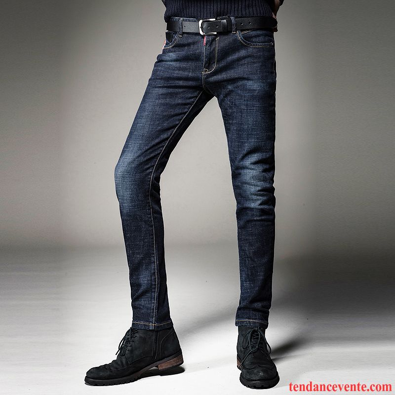 Jeans Homme Promo Hiver Homme L'automne Jambe Droite Slim Pantalon Extensible Tendance Jeunesse Chameau