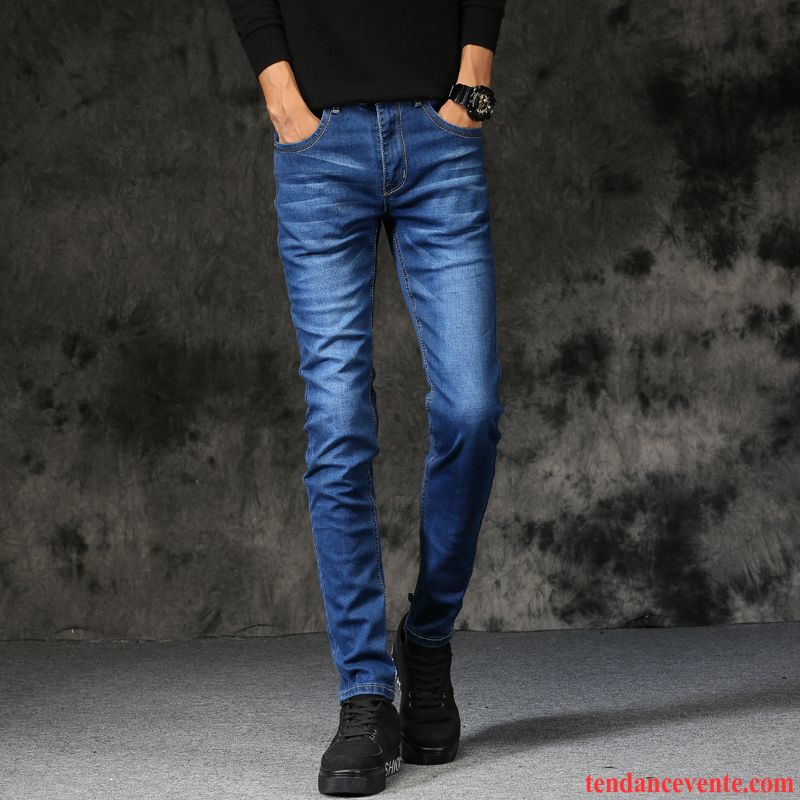 Jeans Homme Slim Extensible L'automne Pantalons Maigre Tendance Bleu
