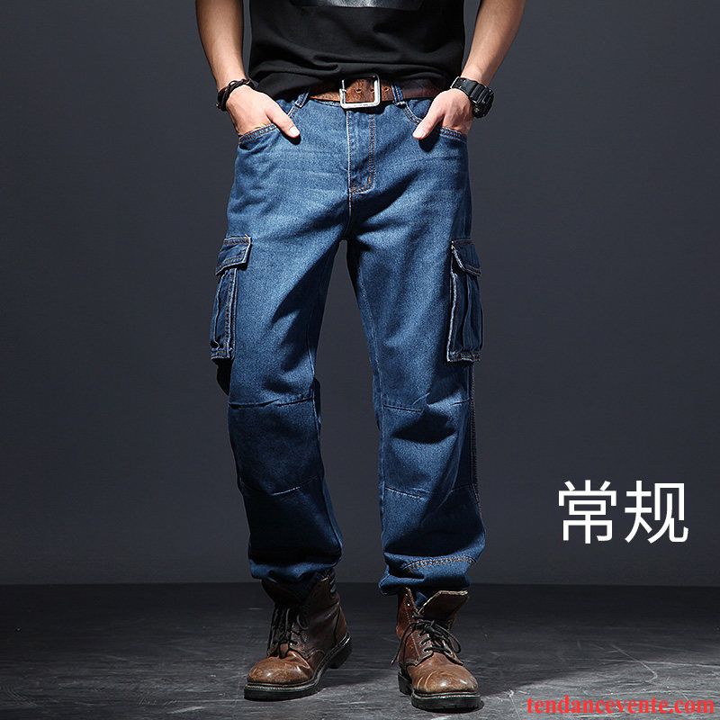 Jeans Homme Taillissime Pantalon Bureau Hiver L'automne Multi-poche Bleu