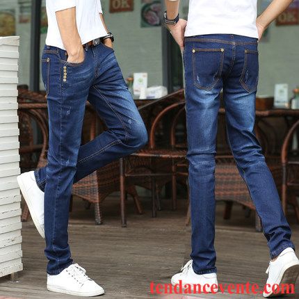 Jeans Homme Tendance L'automne Décontractée Jeunesse Maigre Slim Bleu