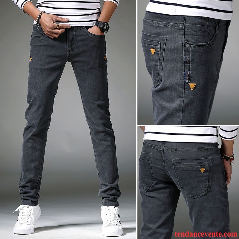 Jeans Homme Été Jambe Droite Printemps Slim Décontractée Tendance Bleu