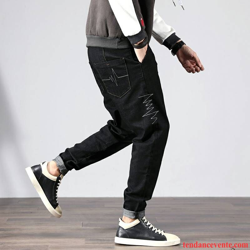 Jeans Pas Cher Homme Homme Tendance Extensible Plus De Velours Baggy Bleu Pantalon L'automne Renforcé Taillissime Harlan