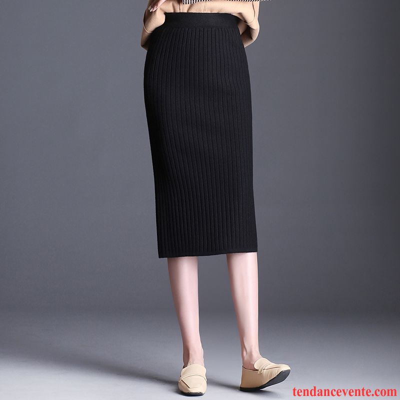 Jupes Femme Longue Hiver Printemps L'automne En Maille Mince Gris