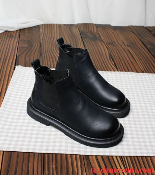 Les Bottes En Cuir Europe Plates Femme Printemps Angleterre Pas Cher