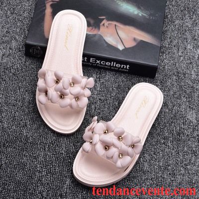 Les Pantoufles Femme Sandales Fleur Femme Flats Mode Été Fleurs