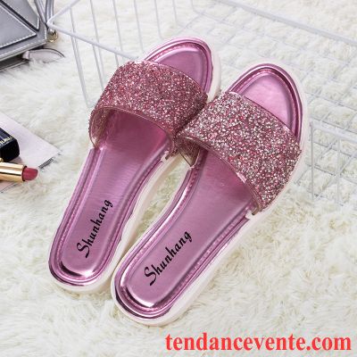 Les Pantoufles Femme Sandales Fleur Femme Flats Mode Été Fleurs