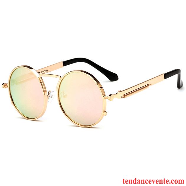 Lunettes De Soleil Femme Art Transparent Homme Ombre Rétro Rond Or