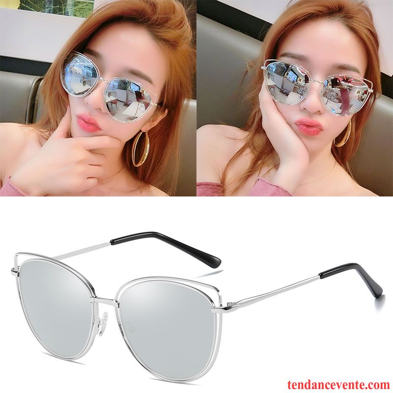 Lunettes De Soleil Femme Creux Gros Chauffeur Visage Rond Le Nouveau Tendance Argent