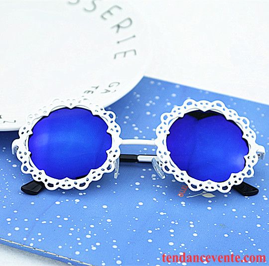 Lunettes De Soleil Femme Dentelle Rond Tendance Creux Rétro Fleur Noir Or