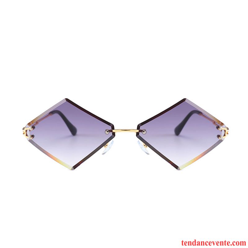 Lunettes De Soleil Femme Europe Ultra Tendance Rhombe Engrener Homme Dégradé Coloré Bleu Rouge Rose