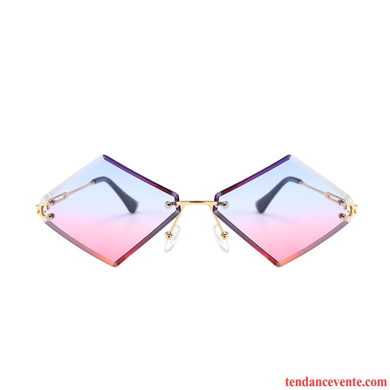 Lunettes De Soleil Femme Europe Ultra Tendance Rhombe Engrener Homme Dégradé Coloré Bleu Rouge Rose