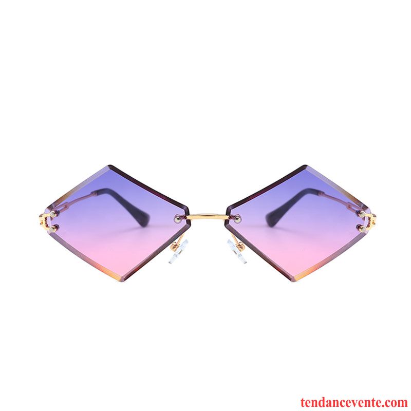 Lunettes De Soleil Femme Europe Ultra Tendance Rhombe Engrener Homme Dégradé Coloré Bleu Rouge Rose