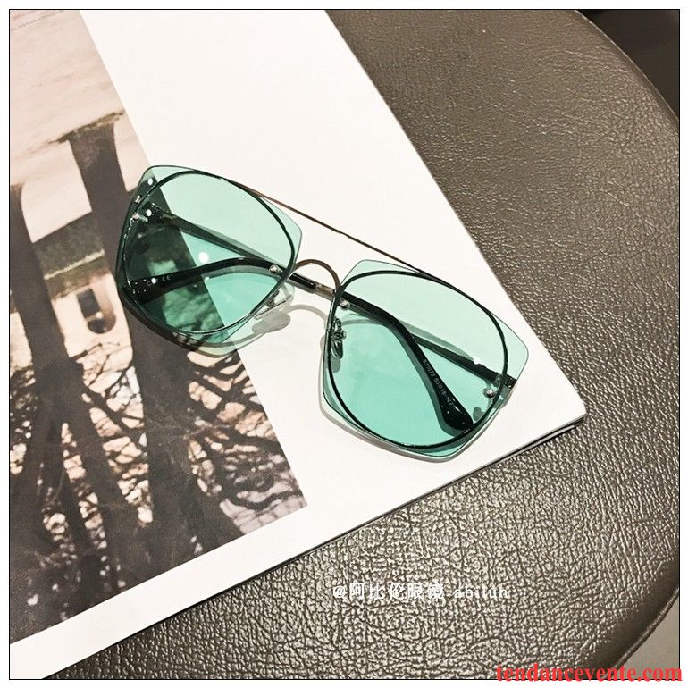 Lunettes De Soleil Femme Irrégulier Le Nouveau Mode Personnalité Transparent Tendance Bleu Vert