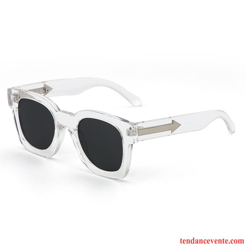 Lunettes De Soleil Femme Tendance Transparent Tir De Rue Personnalité Le Nouveau Visage Rond Bleu Gris