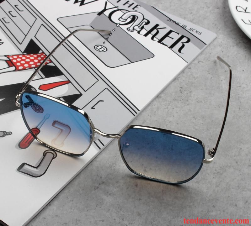 Lunettes De Soleil Homme Célébrité Tir De Rue Mode Tendance Carré Réseau Rouge Gris