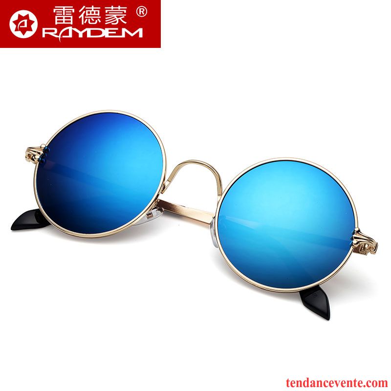 Lunettes De Soleil Homme Femme Rétro Tendance Le Nouveau Rond Noir Violet