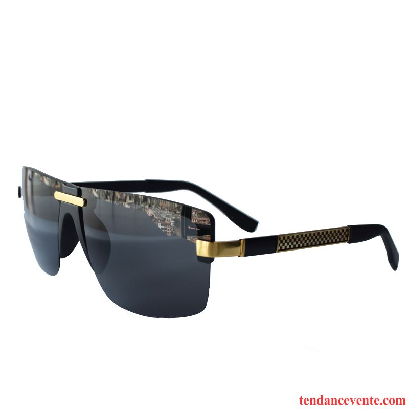 Lunettes De Soleil Homme Visage Rond All-match Nouvelles Arrivées Conduire Personnalité Chauffeur Noir Or Gris