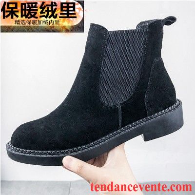 Magasin De Bottes Femme Plates Hiver Femme Flats L'automne Bout Rond Beauté Pas Cher