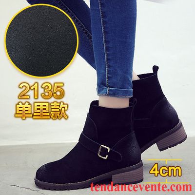 Magasin De Chaussure Bottes Plus De Velours Hiver Épais Matelassé Angleterre L'automne Cuir Véritable Rétro Femme Délavé En Daim