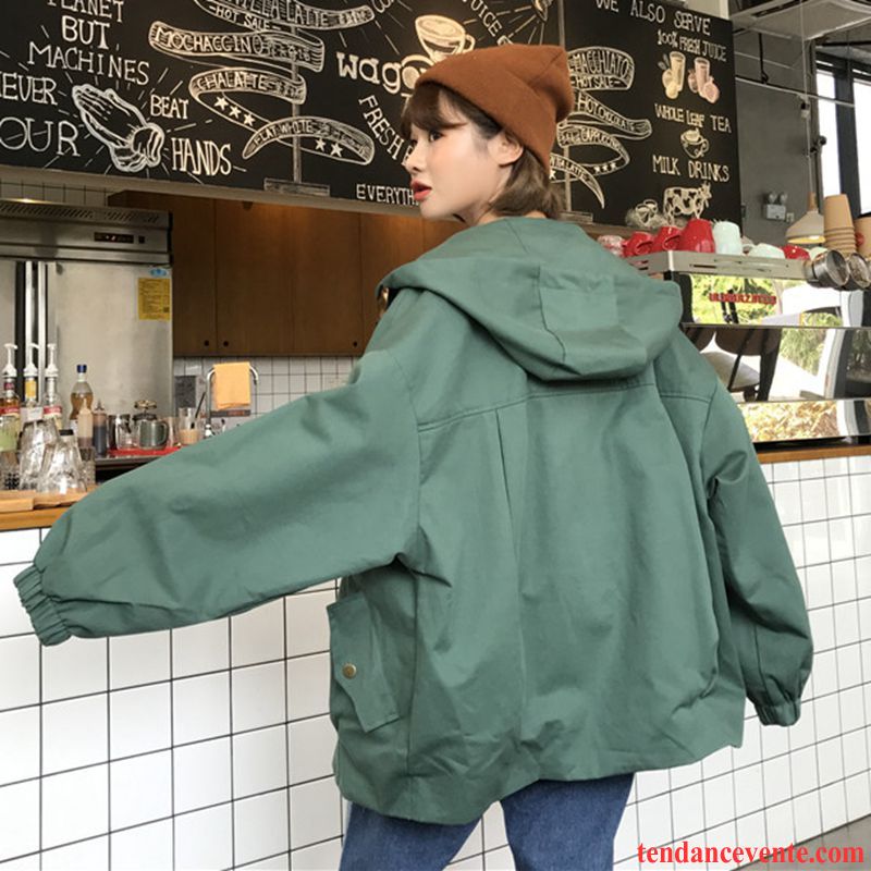 Magasin De Veste Pour Femme Veste Étudiant Couleurs De Bonbons Rouge L'automne Femme Printemps Tous Les Assortis Vêtements De Baseball Baggy Pardessus Campus Vent Bureau Taillissime Corail