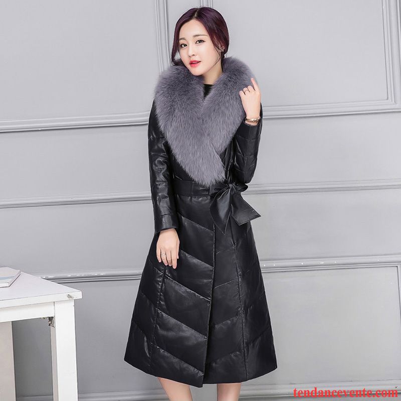 Magasin Veste Cuir Femme Femme Graisse Taillissime Slim Mince Pardessus Hiver Matelassé Renforcé Pu Longue Pensée