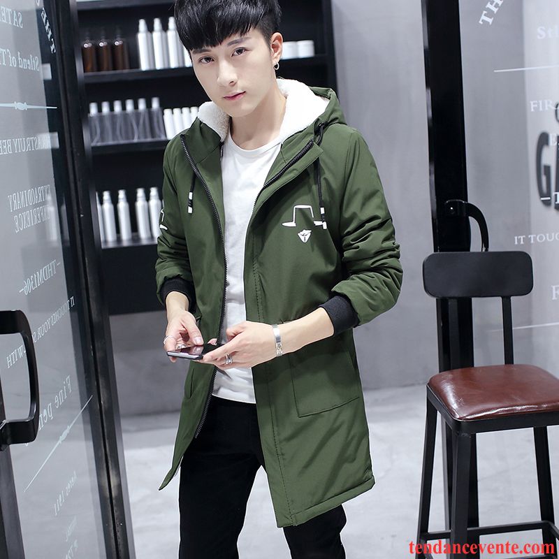 Magasin Veste Homme Slim Tendance Renforcé Étudiant Vêtements D'hiver Plus De Velours Homme Coupe Vent Jeunesse Pardessus Veste Pas Cher