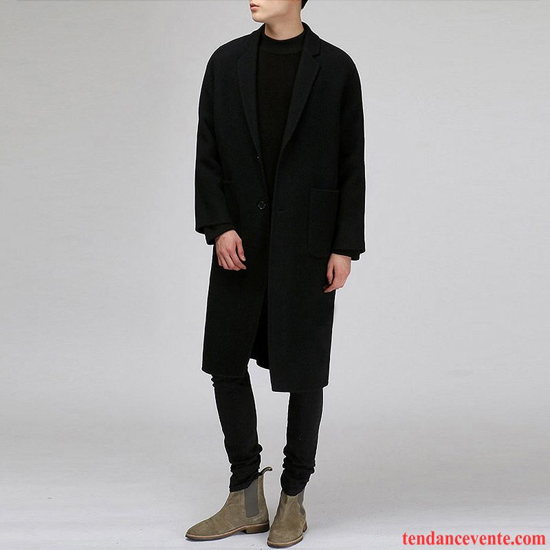 Manteau A Capuche Homme Manteau Baggy Homme La Laine Hiver Longue Pardessus Coupe Vent L'automne Tendance Renforcé Soldes