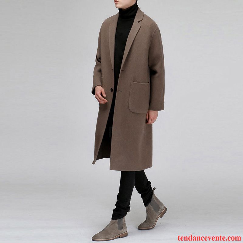 Manteau A Capuche Homme Manteau Baggy Homme La Laine Hiver Longue Pardessus Coupe Vent L'automne Tendance Renforcé Soldes