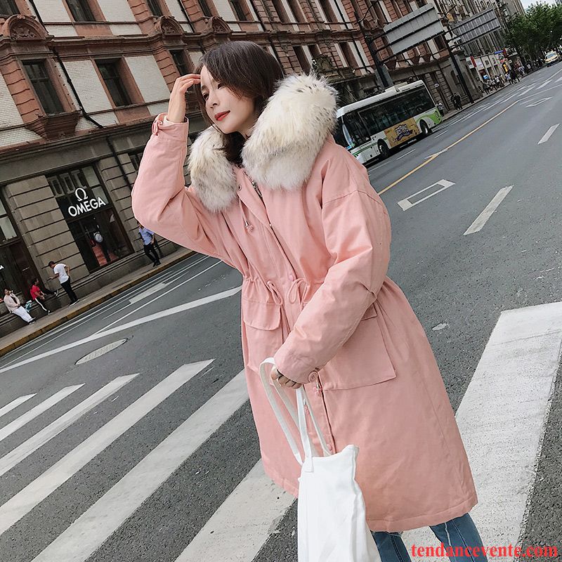 Manteau Beige Femme Manteau En Coton Renforcé Bureau Rouge Baggy Matelassé Femme Grand Col De Fourrure Hiver Longue Pardessus Mauve Pas Cher