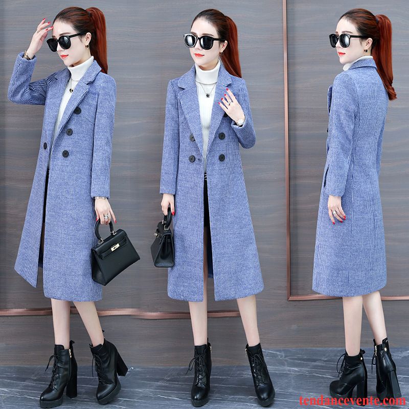Manteau Cape Femme Hiver La Mode Pardessus L'automne Manteau Hiver Longue Bleu Femme De Laine
