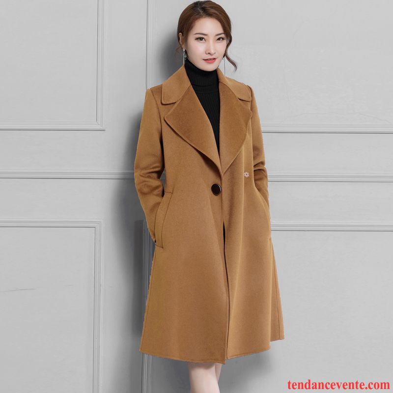 Manteau Classique Femme Femme L'automne Revers Roulé Rouge Tous Les Assortis Coupe Vent Manteau Tempérament Hiver Longue Reversible Pas Cher