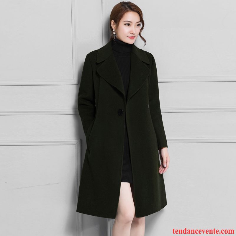 Manteau Classique Femme Femme L'automne Revers Roulé Rouge Tous Les Assortis Coupe Vent Manteau Tempérament Hiver Longue Reversible Pas Cher