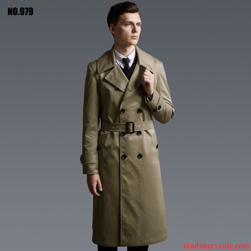 Manteau Cuir Long Homme Taillissime Printemps Manteau Homme Pardessus Trier Les Boutons L'automne Ultra Longue Coupe Vent