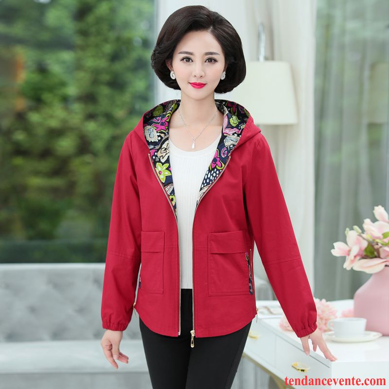 Manteau D Été Femme Printemps L'automne Décontractée Une Veste Dame Longues Capuche Rouge Femme Pardessus Mince