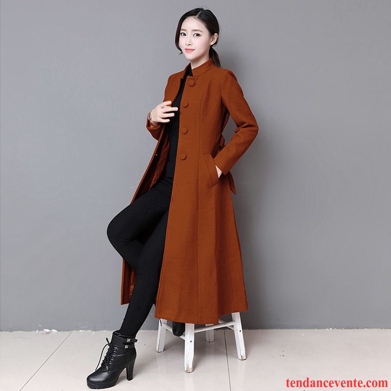 Manteau Doudoune Femme Hiver Taillissime Vêtements D'hiver Pardessus Rouge Slim Femme Manteau Longue La Laine Col Mandarin