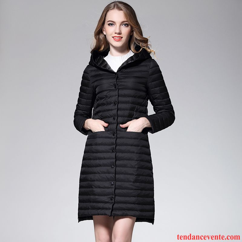 Manteau Doudoune Longue Femme Hiver Tendance Lumière Slim Longue Pardessus Capuche Vêtements D'hiver Dame Taillissime Brun Vente