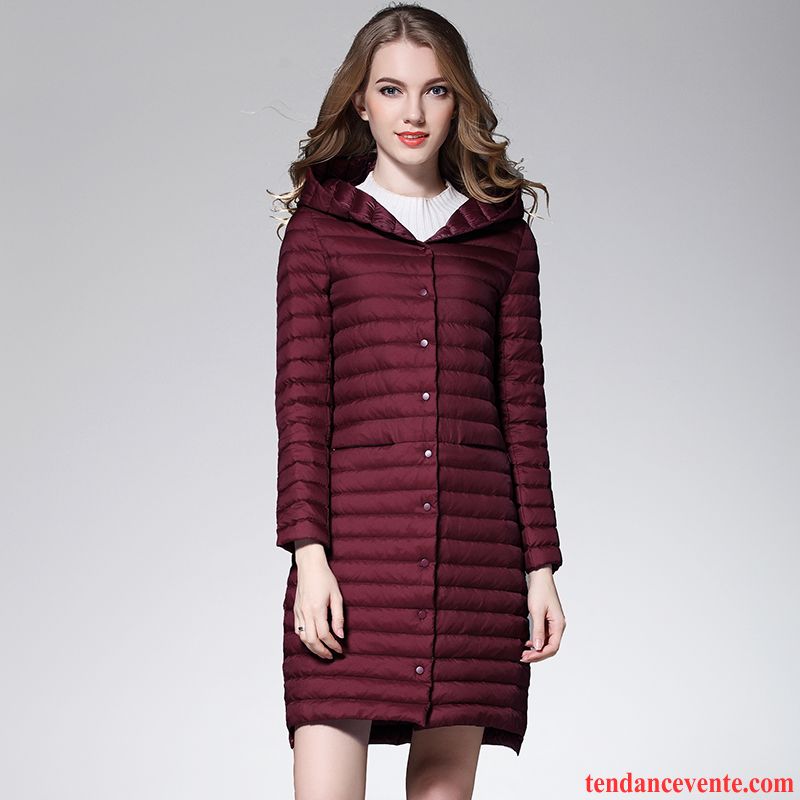 Manteau Doudoune Longue Femme Hiver Tendance Lumière Slim Longue Pardessus Capuche Vêtements D'hiver Dame Taillissime Brun Vente