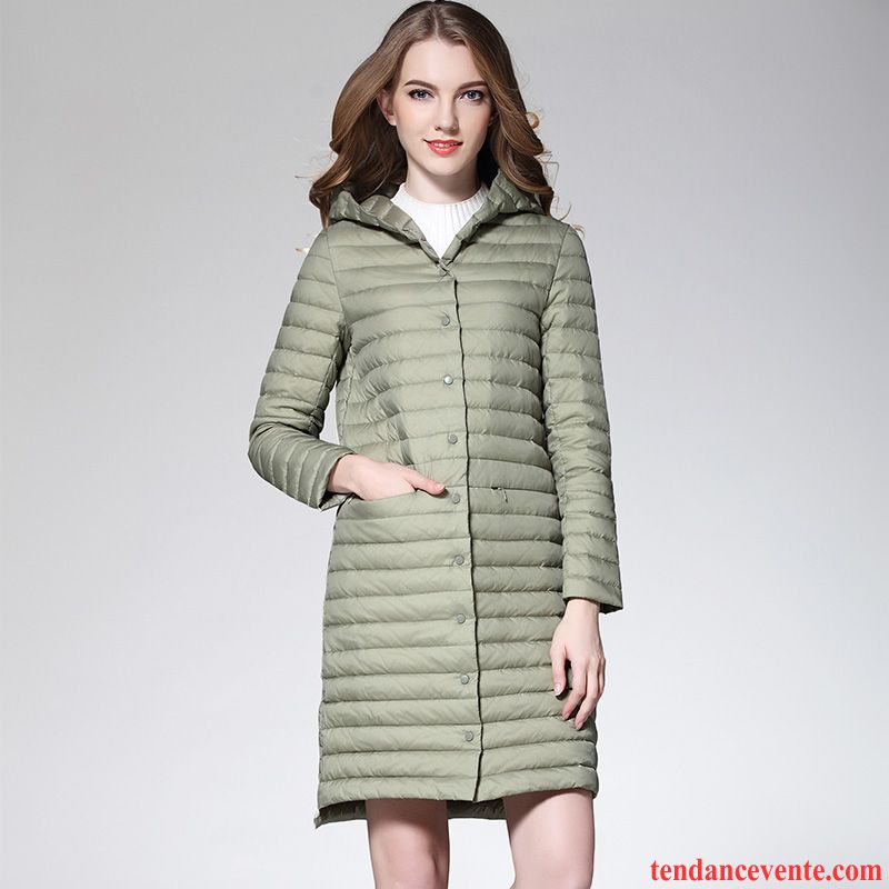 Manteau Doudoune Longue Femme Hiver Tendance Lumière Slim Longue Pardessus Capuche Vêtements D'hiver Dame Taillissime Brun Vente