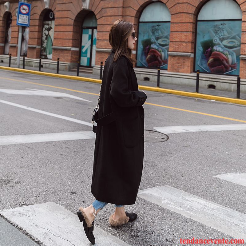 Manteau Femme Avec Capuche Manteau Femme La Mode Hiver L'automne Longue Étudiant Pardessus De Laine Noir Tendance Kaki