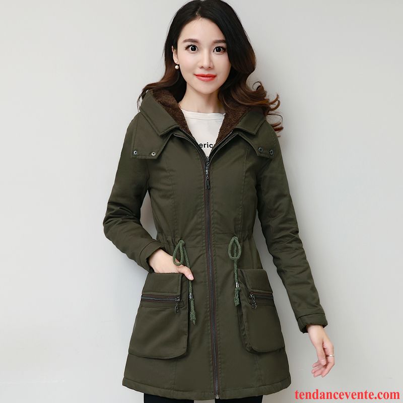 Manteau Femme Chaud Capuche Plus De Velours Longue Hiver Manteau En Coton Capuche Pardessus L'automne Vêtements D'hiver Femme Slim Chocolat
